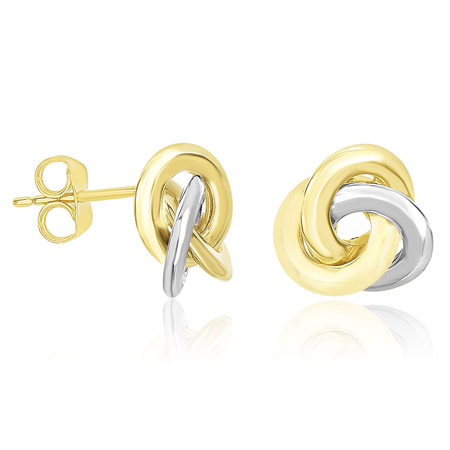14k Two-Tone Gold Shiny Intertwined Open Circle Earrings