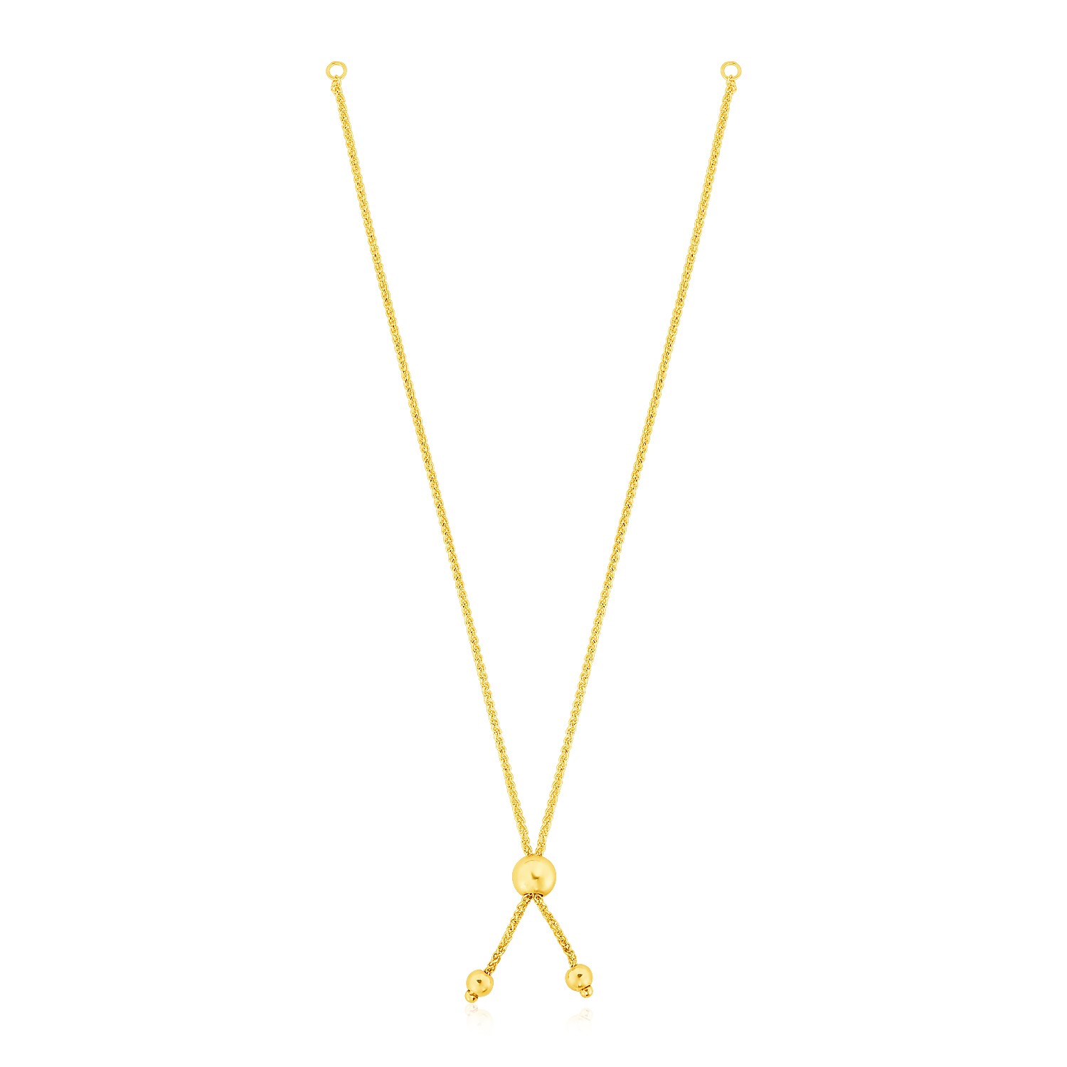 14k Yellow Gold 8 inch Adjustable Friendship Bracelet Chain with Ball Slide