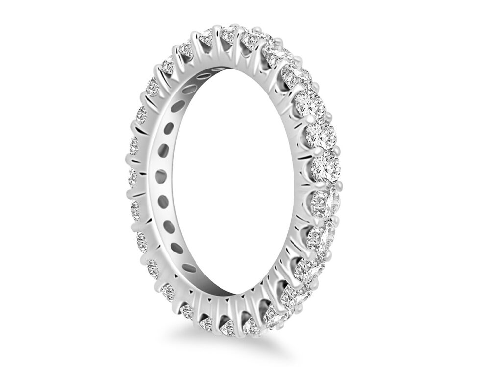 14k White Gold Common Prong Round Diamond Eternity Ring - Image 2