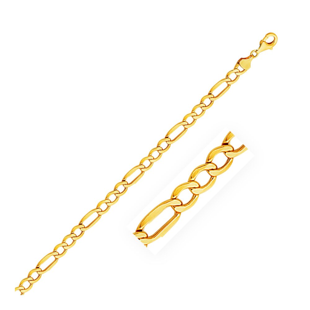10k Yellow Gold Lite Figaro Bracelet (5.60 mm) - Image 2