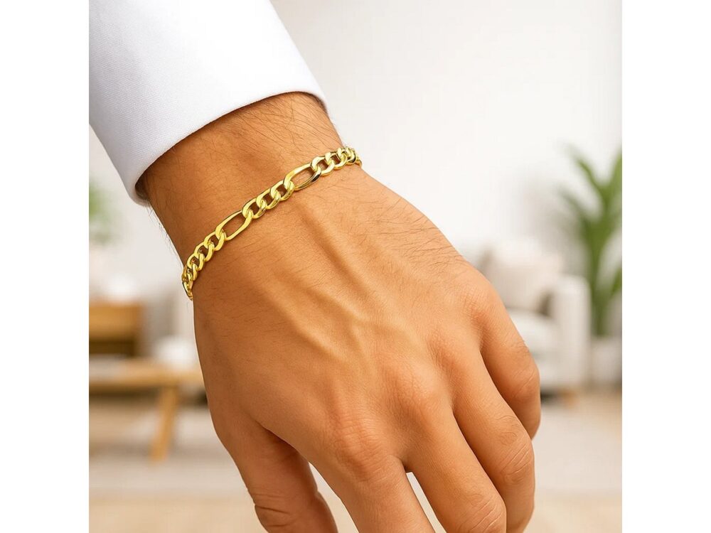 10k Yellow Gold Lite Figaro Bracelet (5.60 mm) - Image 6