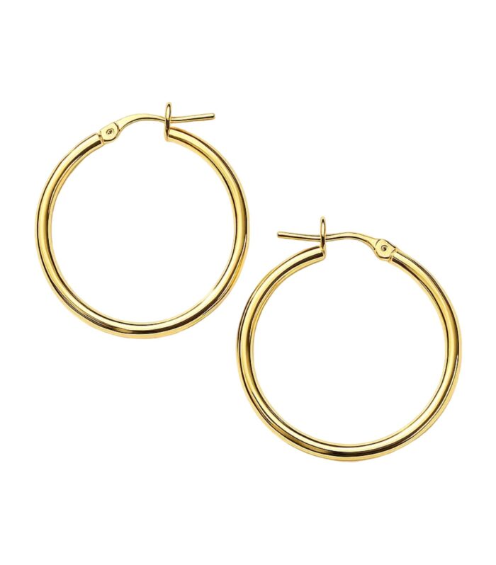 14k Yellow Gold Polished Hoop Earrings (25 mm)