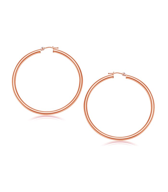 14k Rose Gold Polished Hoop Earrings (25 mm)
