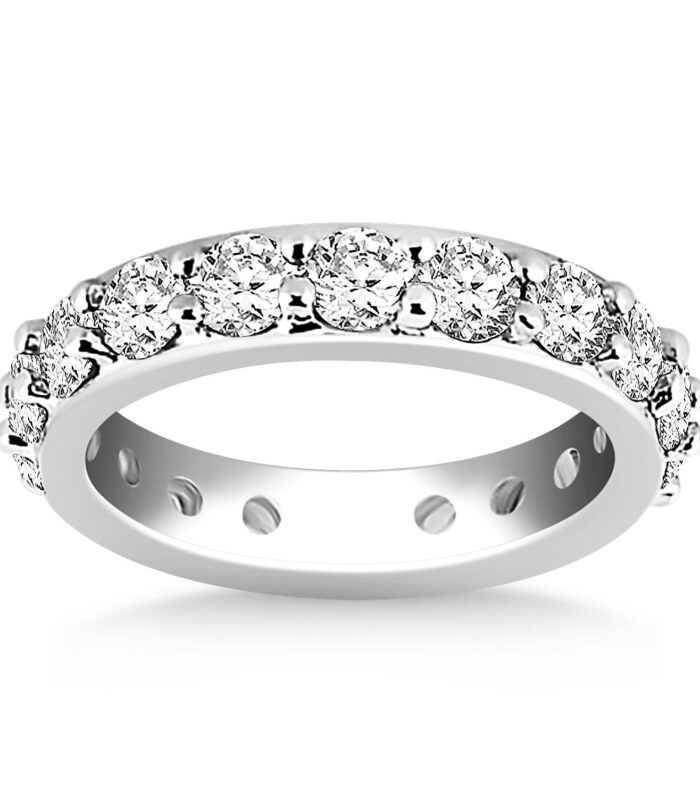 14k White Gold Round Cut Diamond Eternity Ring