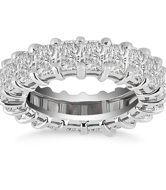 Exquisite 14k White Gold Emerald Cut Diamond Eternity Ring