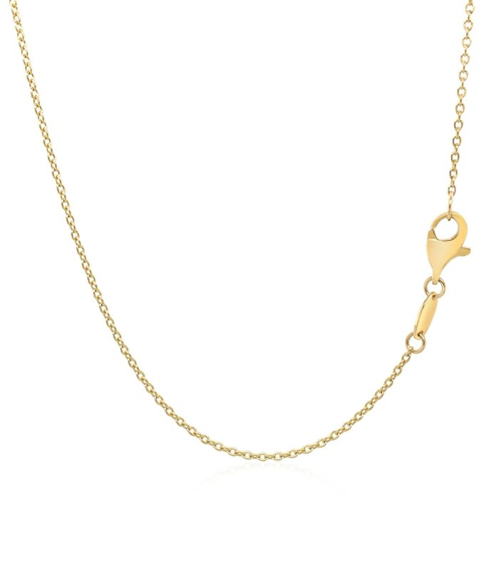 14k Yellow Gold 17 inch Necklace with Polished Ring Pendant