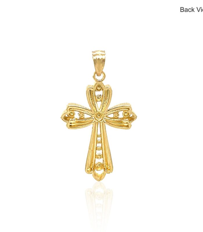 14k Two-Tone Gold Fancy Cross Pendant with Diamond Cuts