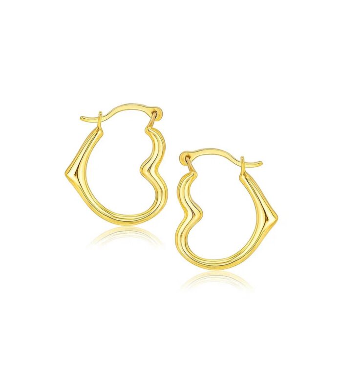 10k Yellow Gold Heart Hoop Earrings