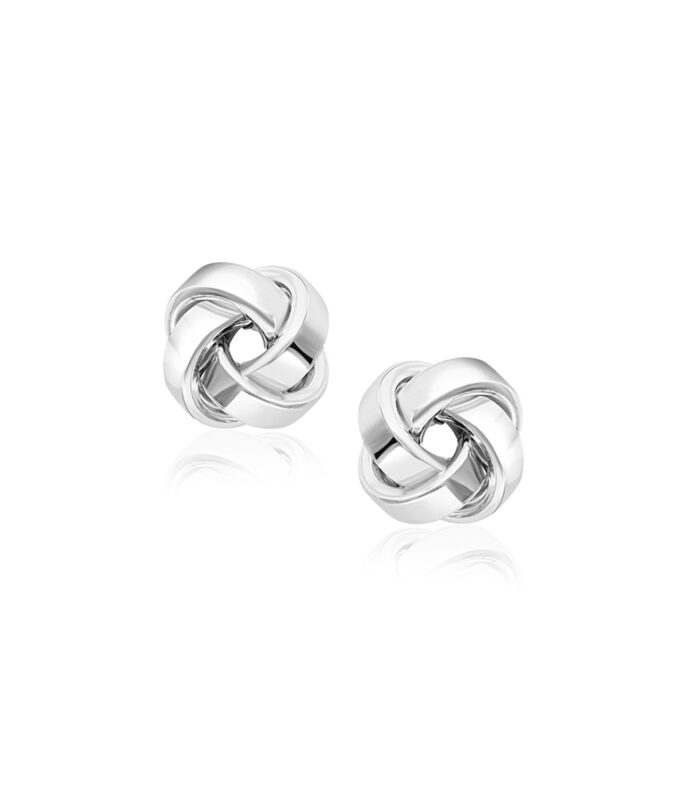 14k White Gold Classic Love Knot Stud Earrings
