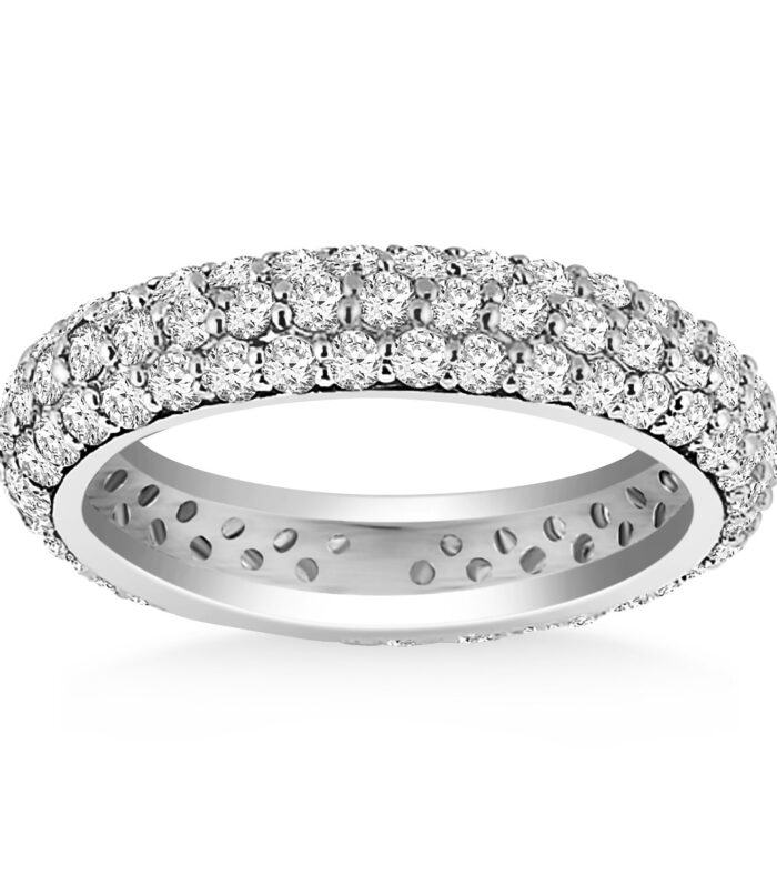 14k White Gold Cupola Round Diamond Eternity Ring in 14k White Gold
