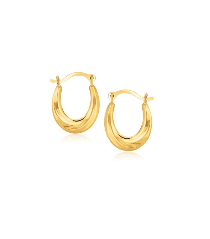 10k Yellow Gold Oval Hoop Earrings
