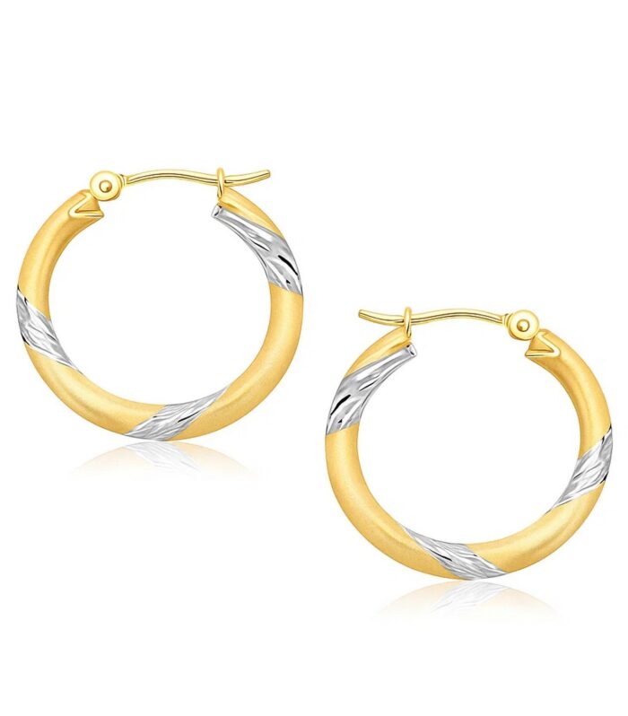 14k Two Tone Gold Polished Hoop Earrings (20 mm)