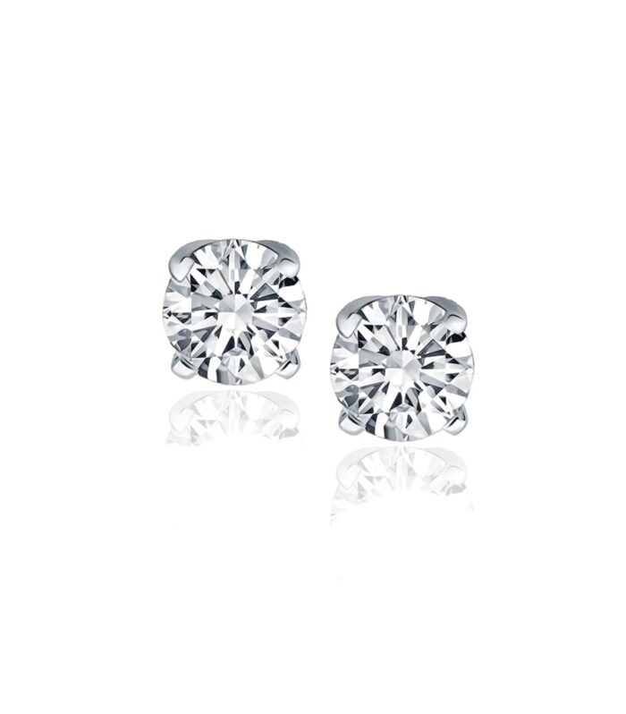 14k White Gold Diamond Four Prong Stud Earrings (1 cttw)