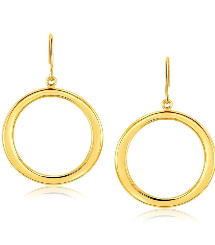 14k Yellow Gold Flat Open Tube Round Earrings