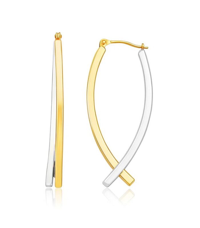 14k Two-Tone Gold Double Row Fancy Drop Earrings