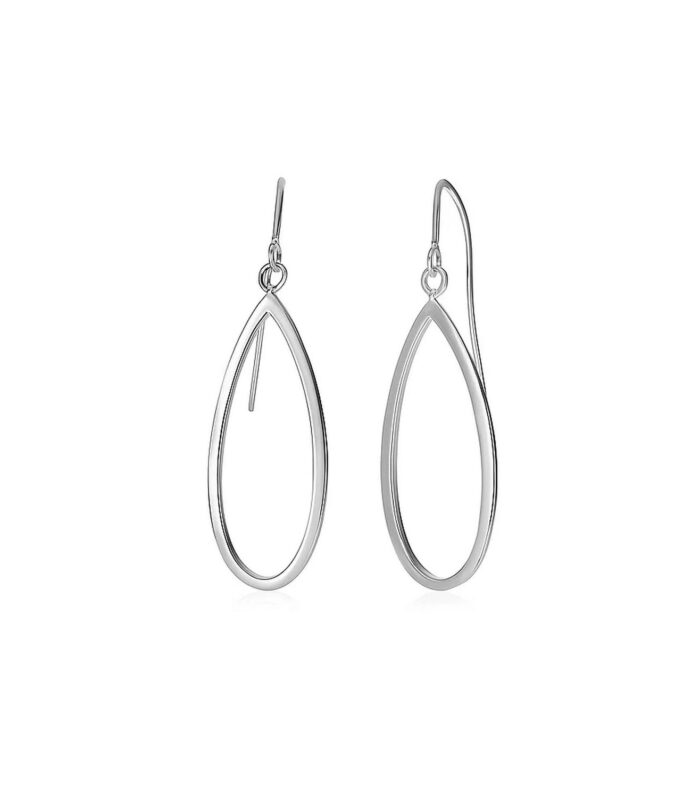 14k White Gold Earrings with Polished Open Teardrop Dangles