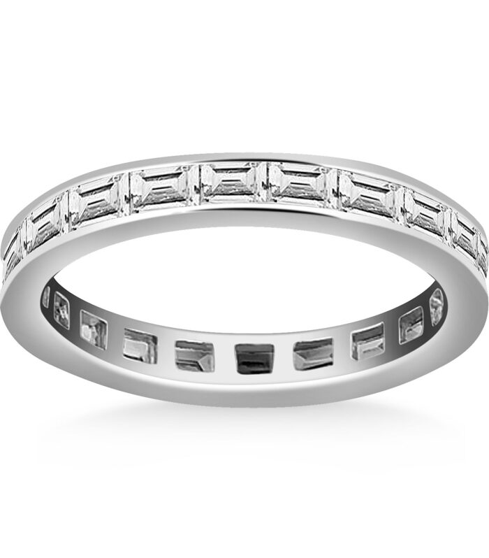 14k White Gold Eternity Ring with Baguette Diamonds