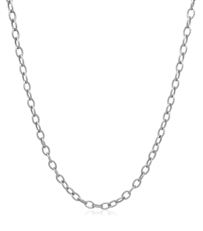 2.5mm 14k White Gold Pendant Chain with Textured Links