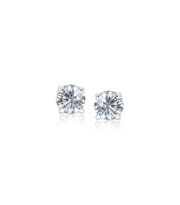 Sterling Silver 3mm Faceted White Cubic Zirconia Stud Earrings