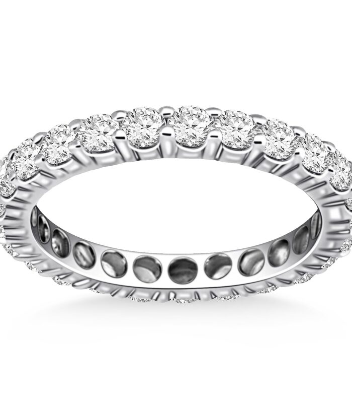 14k White Gold Ageless Round Cut Diamond Eternity Ring