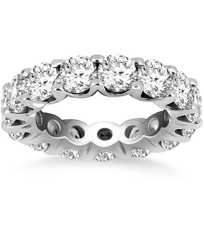 14k White Gold Round Diamond Decorated Eternity Ring