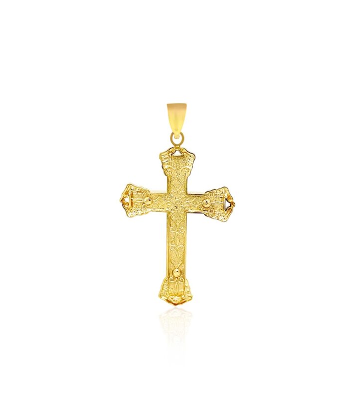 14k Yellow Gold Black Onyx Cross Pendant