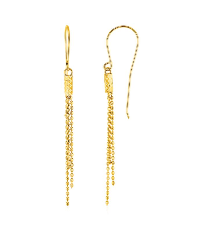 Earrings with Fine Chain Dangles in 10k Yellow Gold