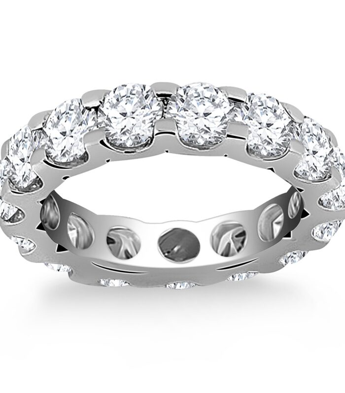 14k White Gold Round Diamond Studded Eternity Ring