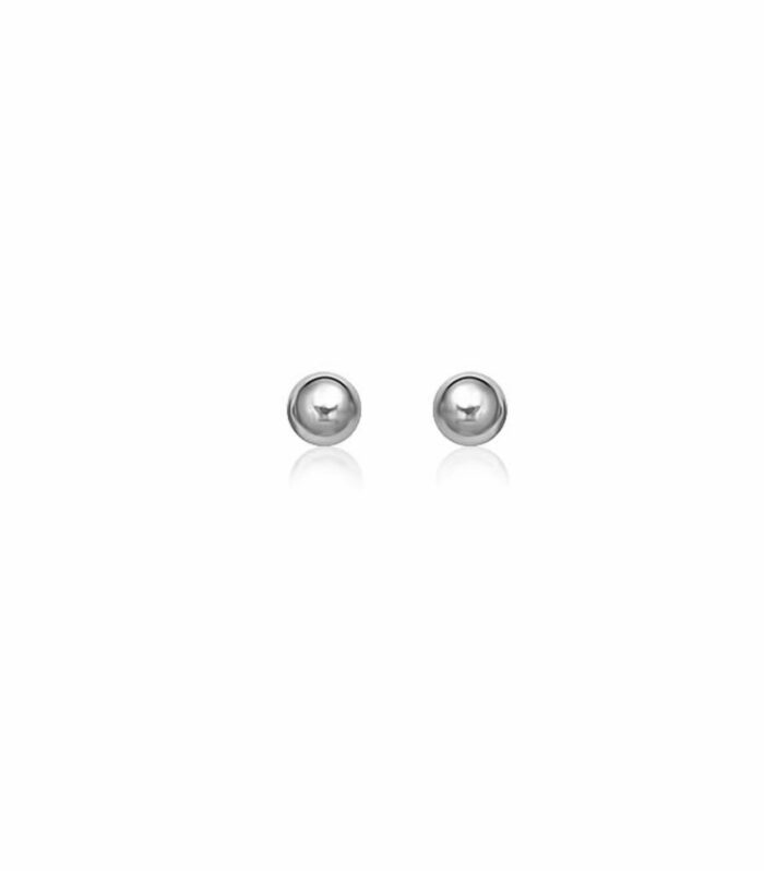 14k White Gold Classic Round Stud Earrings (5.0 mm)