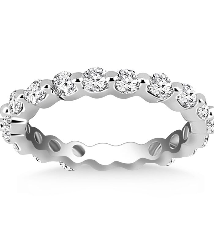14k White Gold Common Prong Round Cut Diamond Eternity Ring