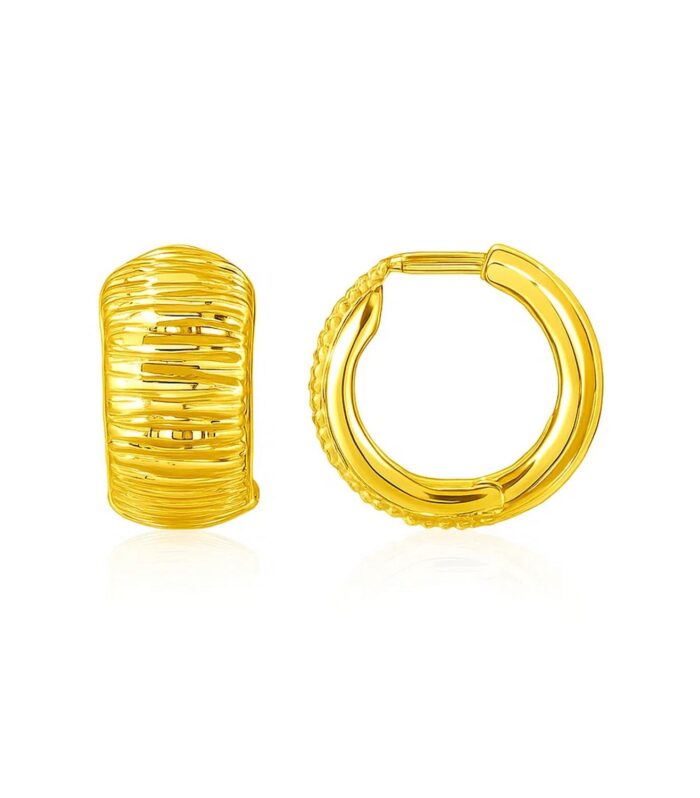 Reversible Textured and Smooth Snuggable Earrings in 10k Yellow Gold