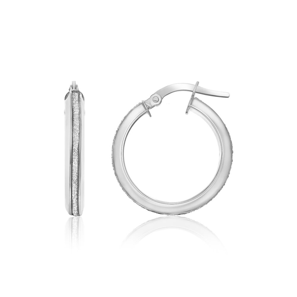 14k Two-Tone Gold Hoop Earrings with Glitter Center
