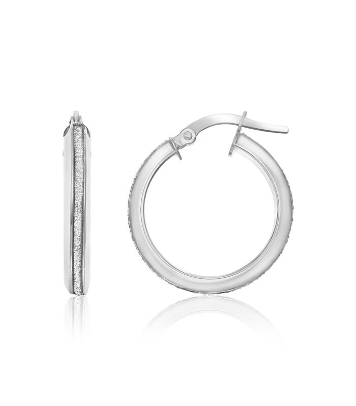 14k Two-Tone Gold Hoop Earrings with Glitter Center