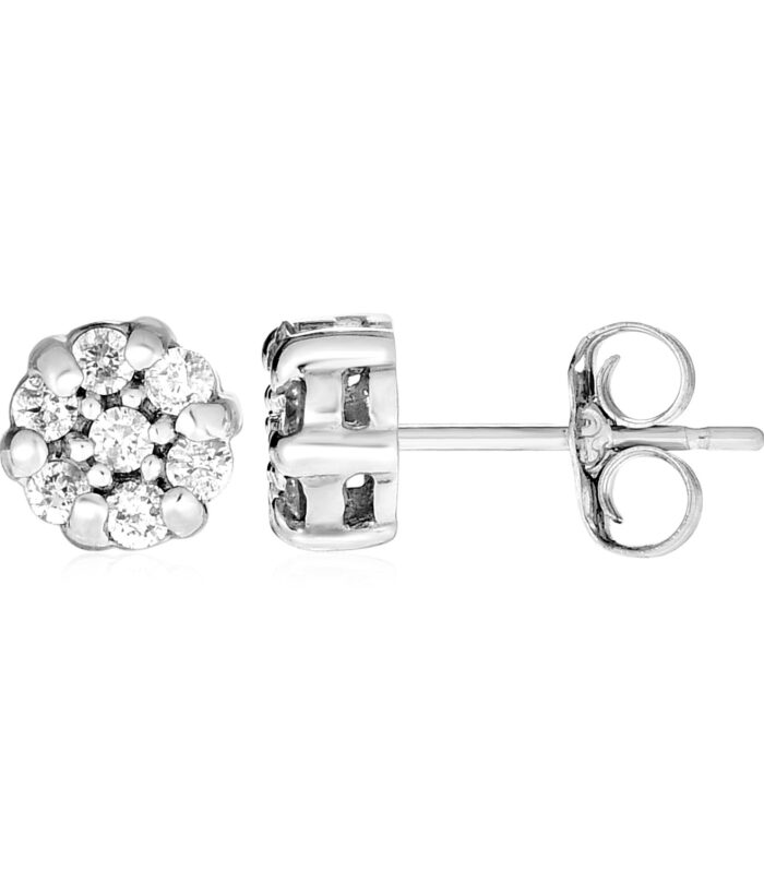 14k White Gold Petite Post Earrings with Diamonds