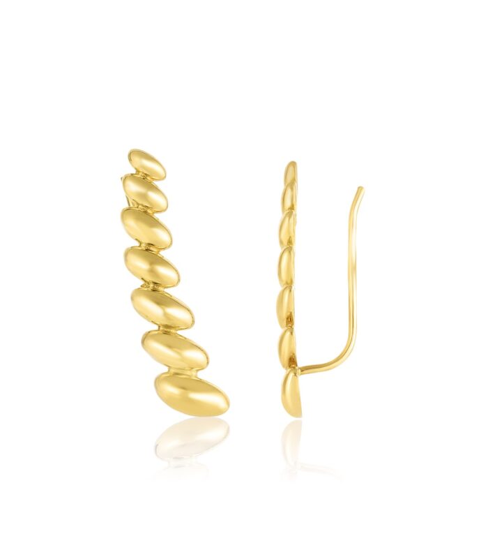 14k Yellow Gold Graduated Oval Climber Stud Earrings