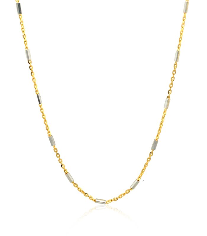 Bar Links Pendant Chain in 14k Two Tone Gold (1.4mm)