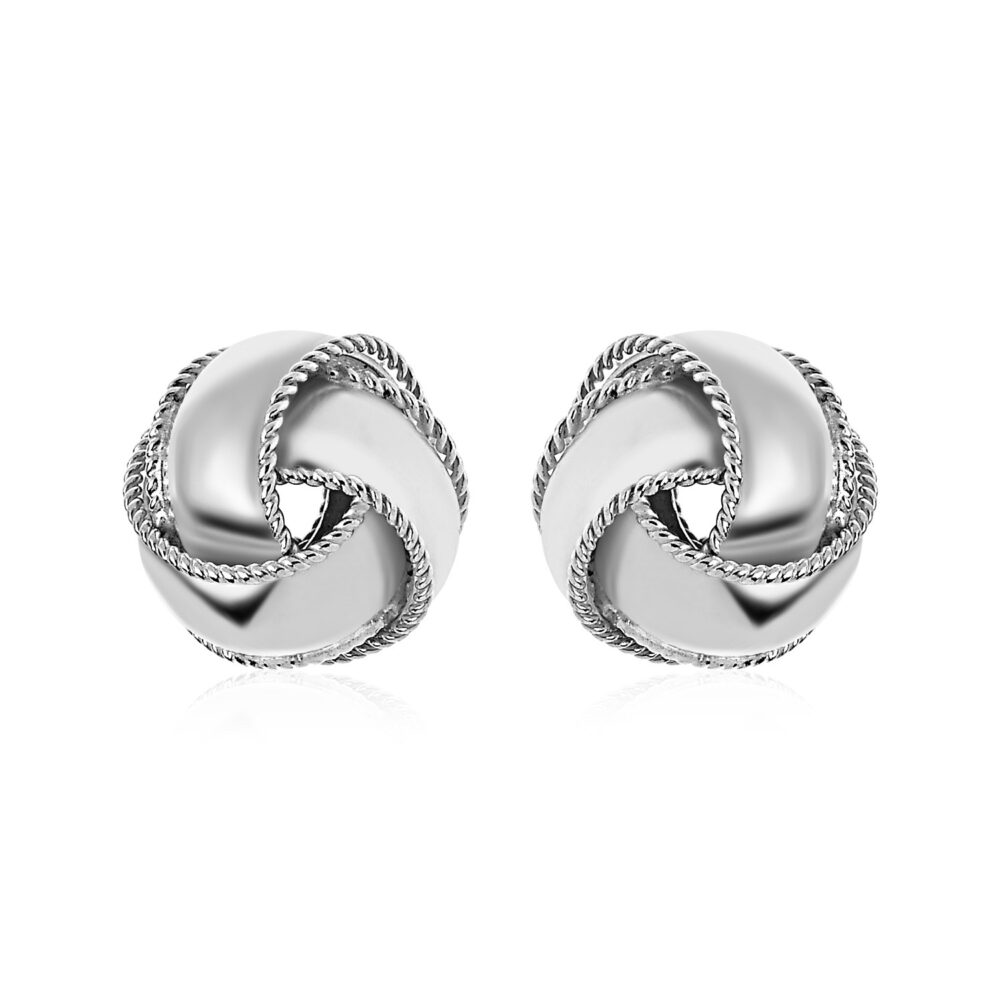 Textured and Polished Love Knot Earrings in Sterling Silver