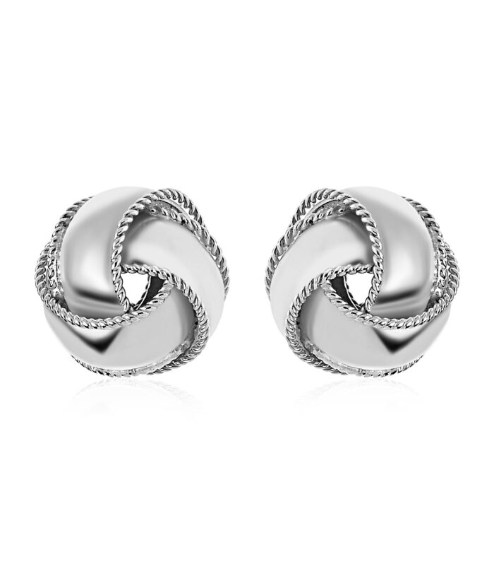Textured and Polished Love Knot Earrings in Sterling Silver
