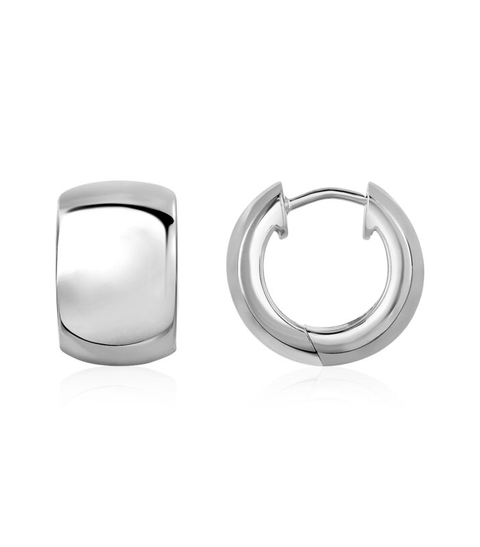 Polished Round Hoop Earrings in Sterling Silver