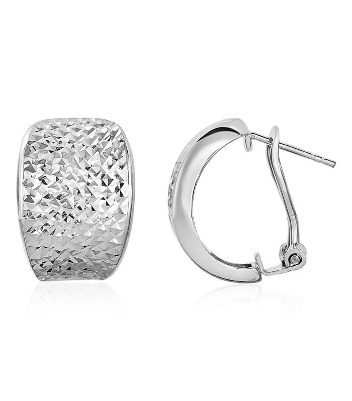 Textured Graduated Width Half-Hoop Earrings in Sterling Silver