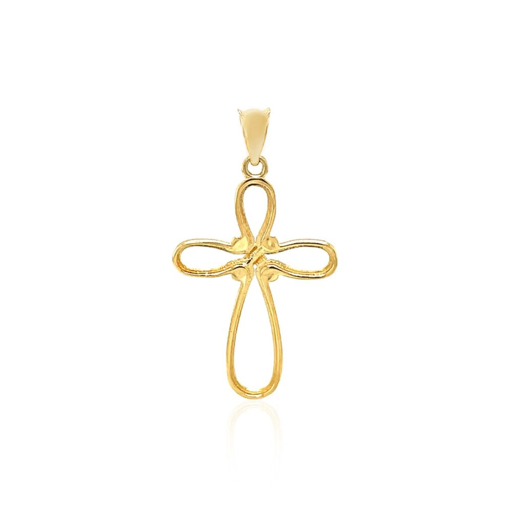 14k Yellow Gold Looped Knot Style Cross Pendant