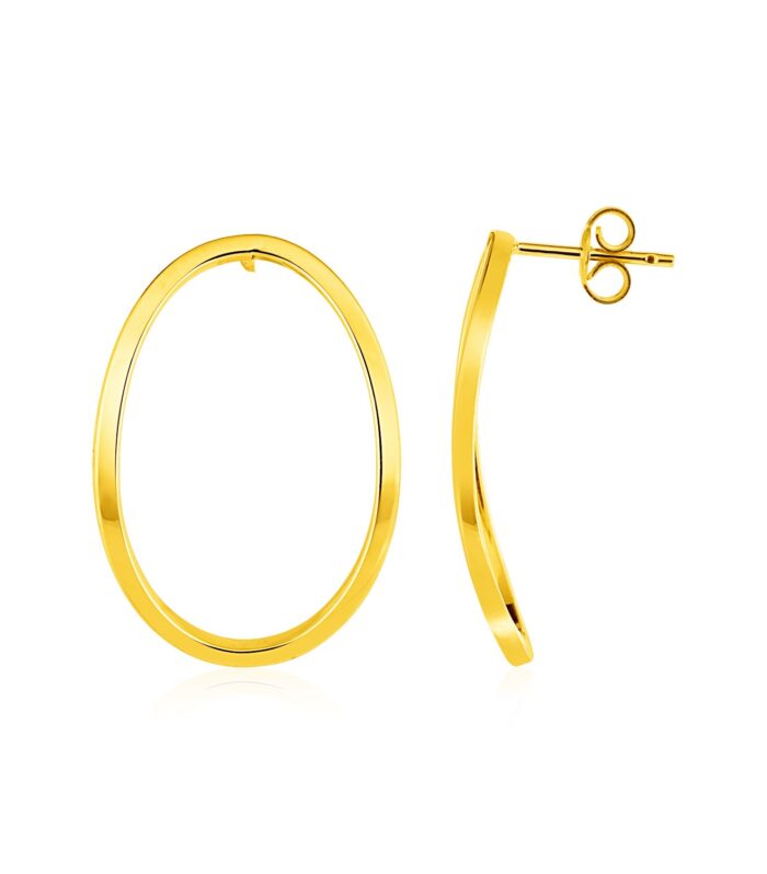 Curved Open Oval Post Earrings in 14k Yellow Gold