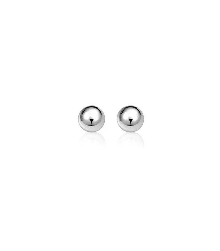 14k White Gold Spherical Stud Earrings (7.0 mm)