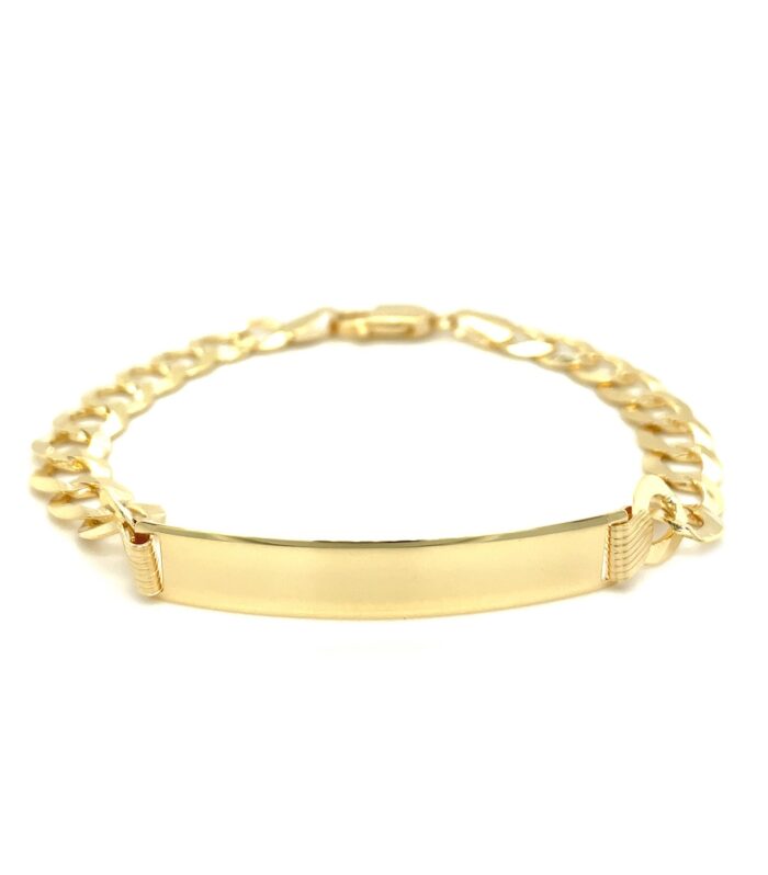 14k Yellow Gold 8 1/2 inch Mens Curb Chain ID Bracelet