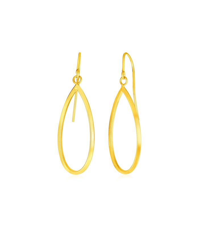 14k Yellow Gold Earrings with Polished Open Teardrop Dangles