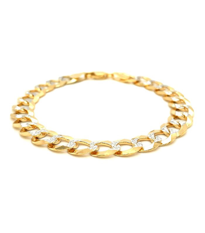 10 mm 14k Two Tone Gold Pave Curb Bracelet