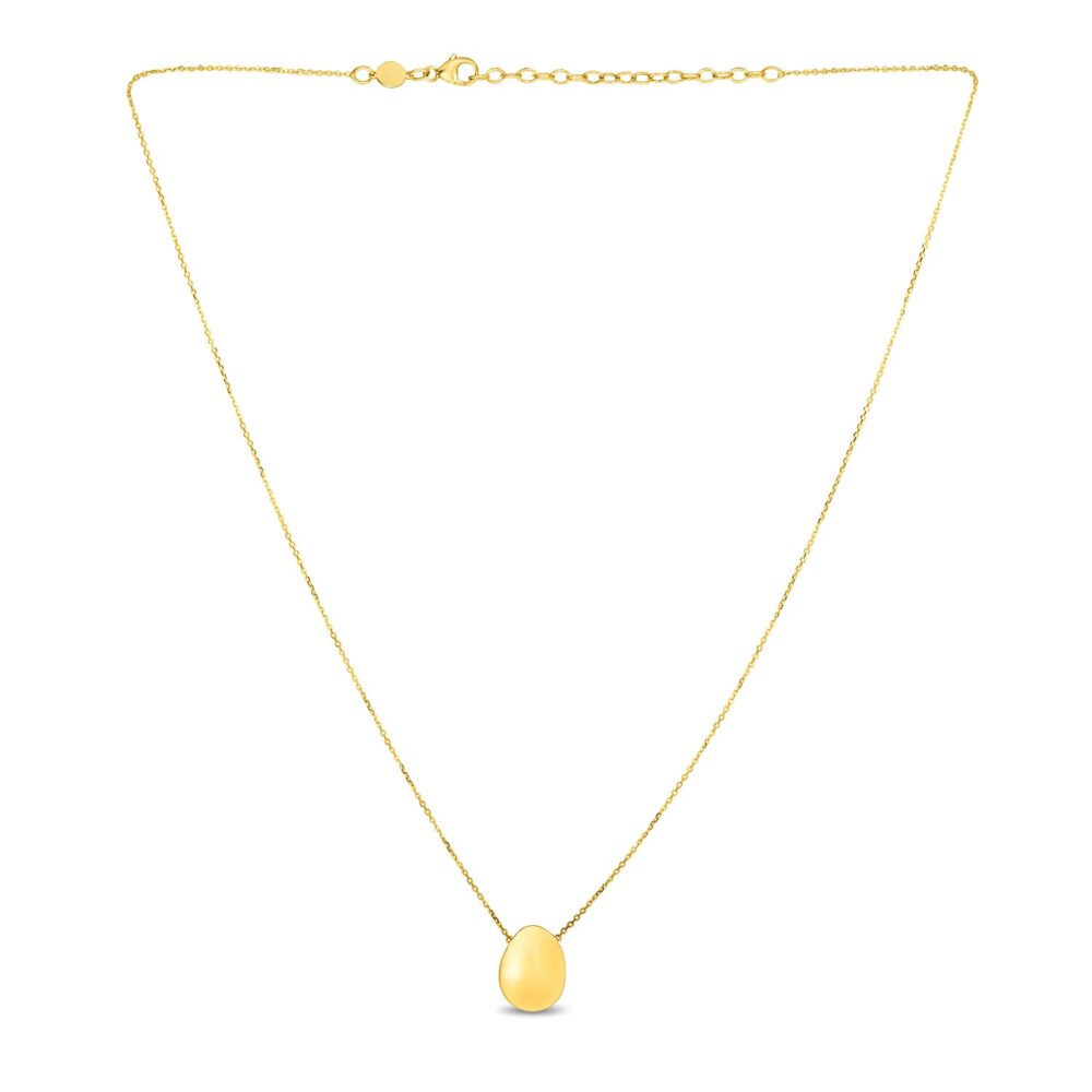 14k Yellow Gold Necklace with Rounded Tear Drop Pendant
