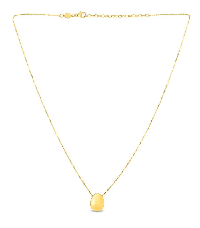 14k Yellow Gold Necklace with Rounded Tear Drop Pendant