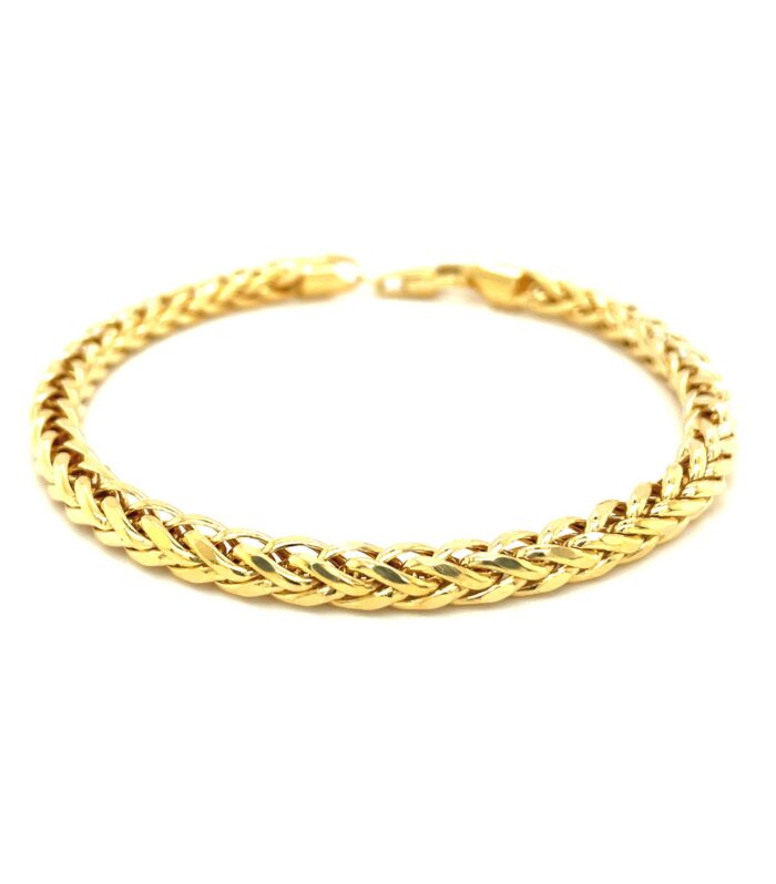 5.2mm 14k Yellow Gold Diamond Cut Round Franco Bracelet