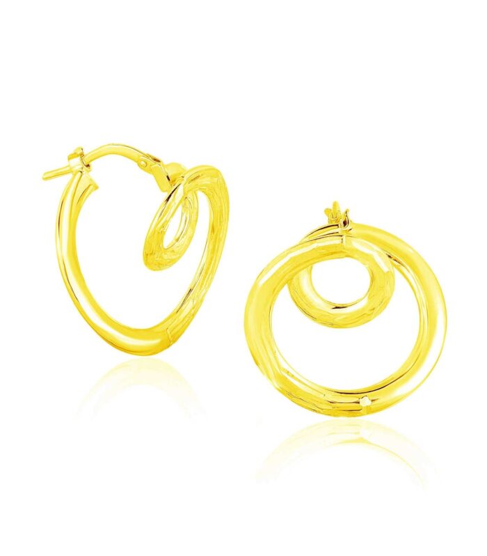 14k Yellow Gold Textured Coil Style Hoop Earrings